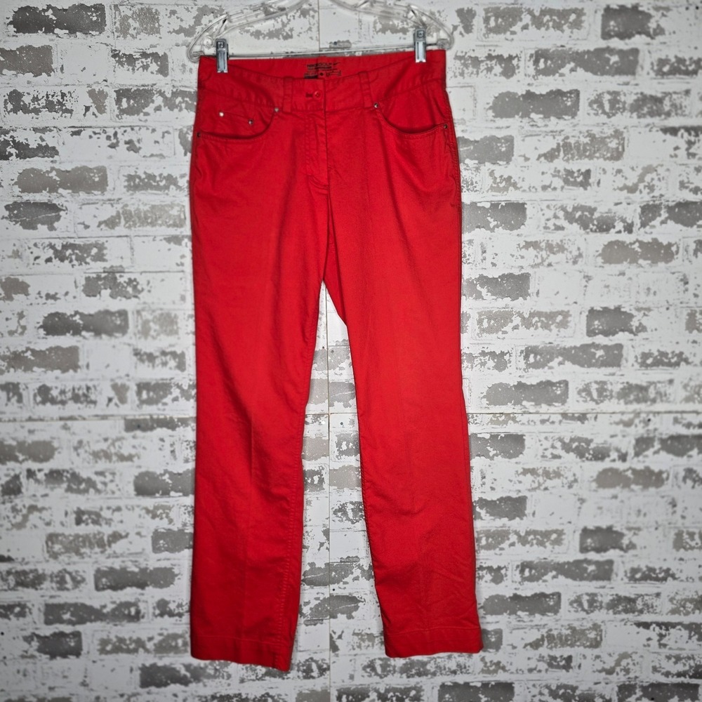 Nike Golf Pants Womens 8 Coral Red‎ Tour Performance Dri-Fit Straight Leg Chino